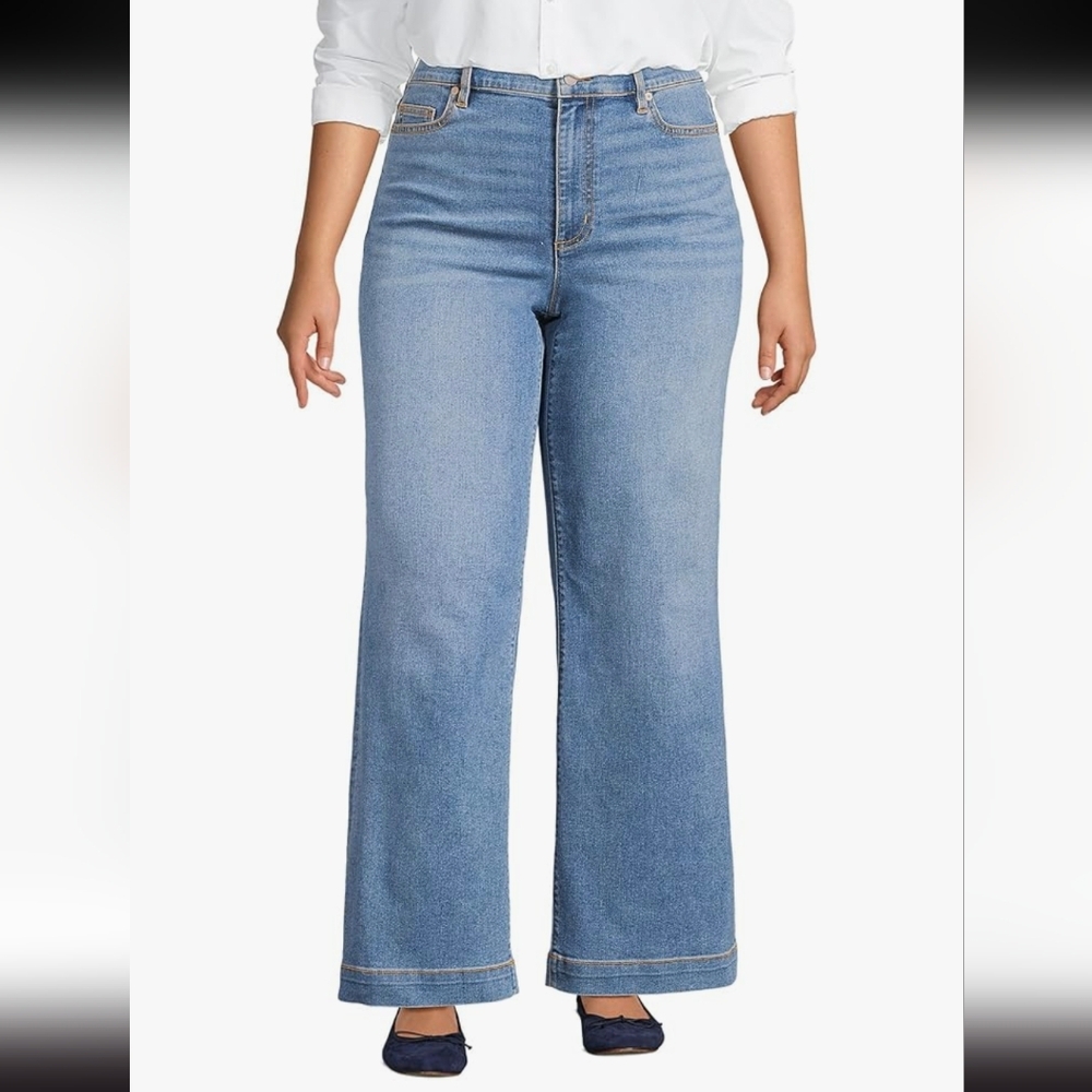 Lands' End Women's Blue Flare & Wide Leg Jeans